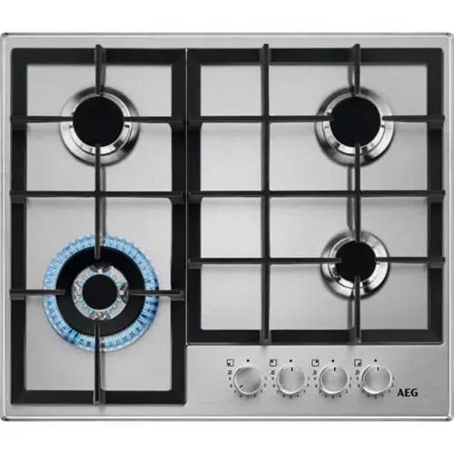 AEG HGB64420SM Zwart, Roestvrijstaal Aanrecht 56 cm Gaskookplaat 4 zone(s) Gratis Retour