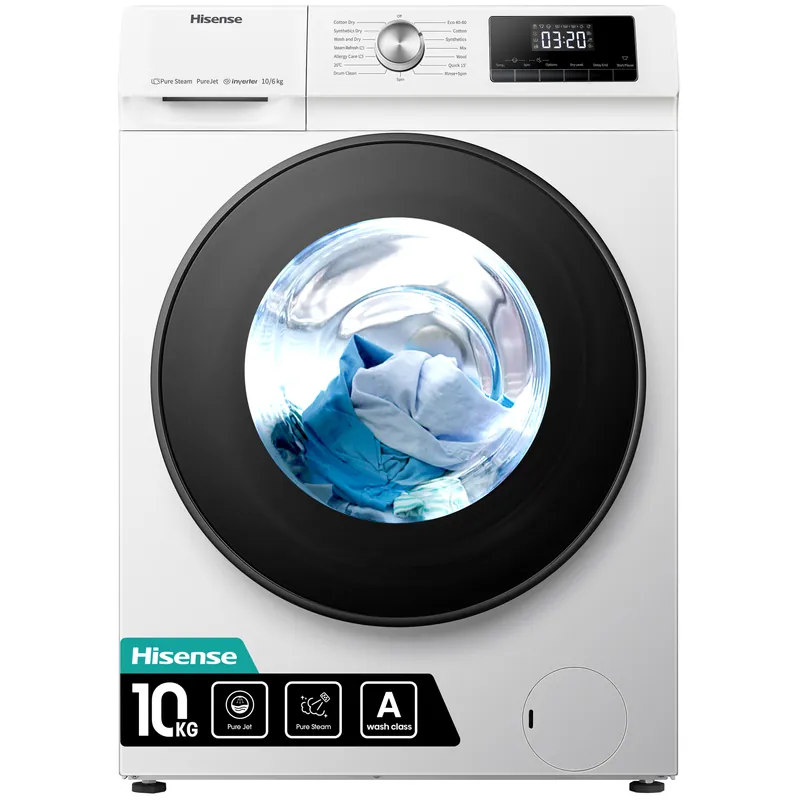 Laatste Kans Hisense WDQA1014EVJM Was-droogcombinatie Vrijstaand Voorbelading Wit D DHZ145