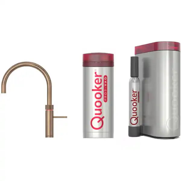 QUOOKER PRO3 CLASSIC FUSION ROUND MESSING PATINA + CUBE – 3CFRPTN Seizoensaanbieding