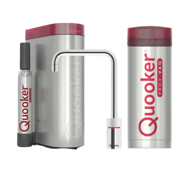 Tijdelijk Beschikbaar QUOOKER PRO3 NORDIC SQUARE CHROOM + CUBE – 3NSCHR