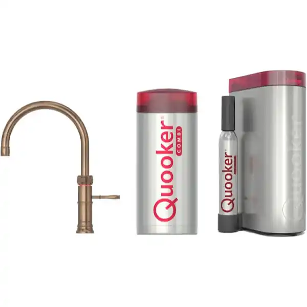 QUOOKER COMBI CLASSIC FUSION ROUND MESSING PATINA + CUBE – 22CFRPTN Gecertificeerd