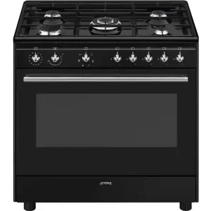 Smeg CX91GMBLNLK gas fornuis met 4 branders / zones, zwart Koopje