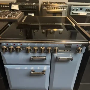 Rangemaster Leckford Deluxe 90 Inductie Stone Blue met Chrome afwerking – EWO3354 Nieuw