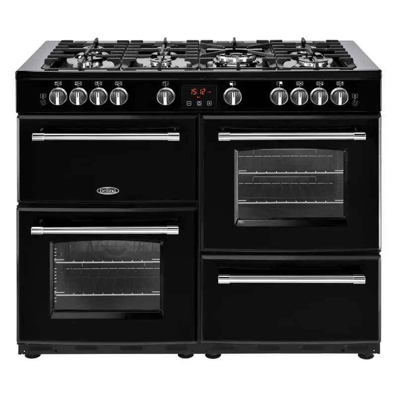 Aanbieding Belling Farmhouse 110 DFT Range-fornuis Gaskookplaat Zwart