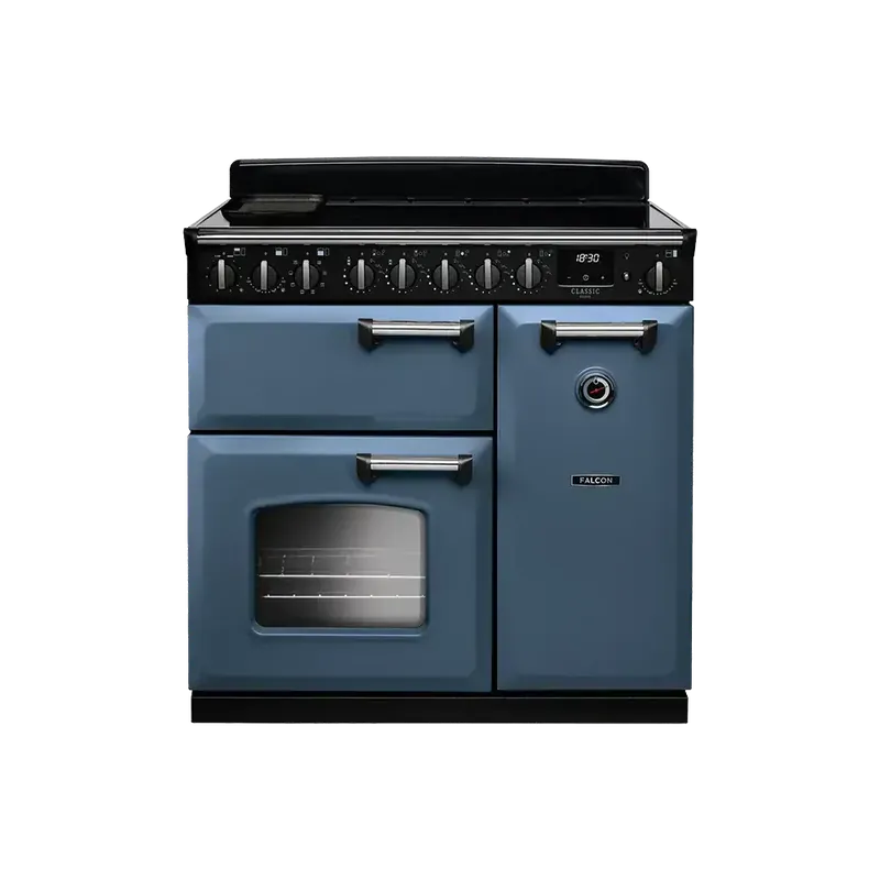 Laatste Kans Falcon Classic Deluxe 90 Stone Blue Chroom inductie fornuis 2026