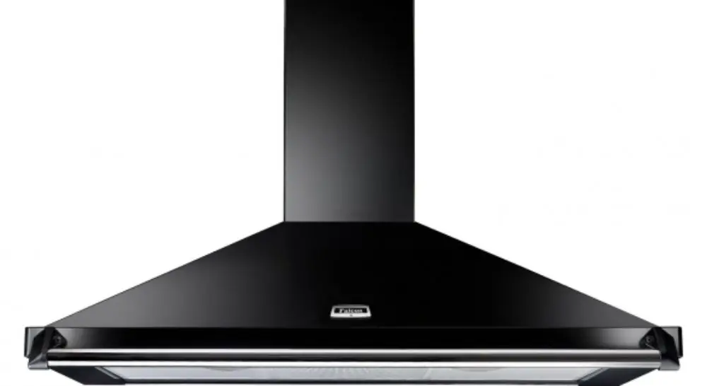 Falcon Classic 100 zwart met chromen stang schouwkap Op = Op