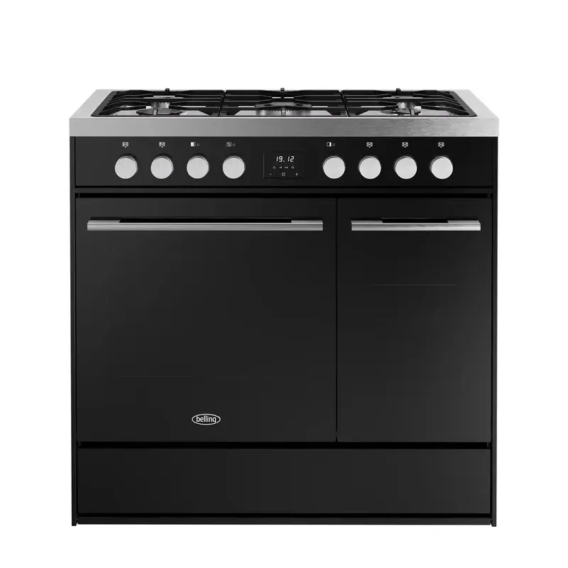 Belling Vision TWIN DF 90 Zwart/RVS gasfornuis Direct Beschikbaar
