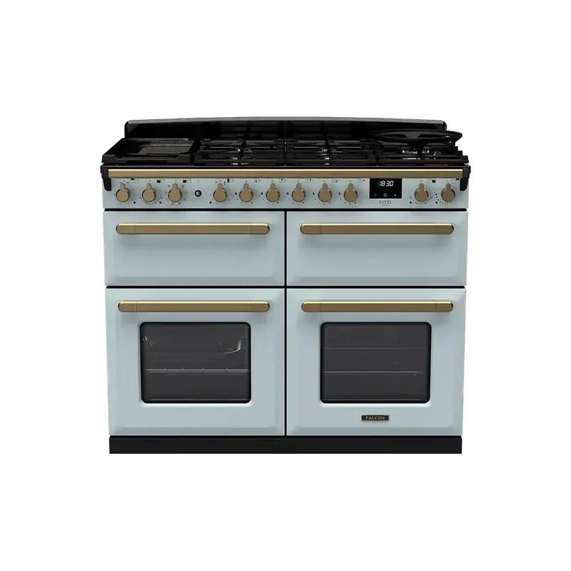 Gratis Retour Falcon Estel Deluxe 110 Misty Blue Antiek Messing gasfornuis sudderoven