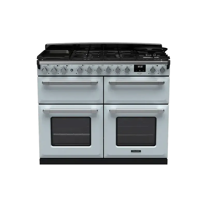 Falcon Estel Deluxe 110 Misty Blue Chroom gasfornuis sudderoven Beste Prijs