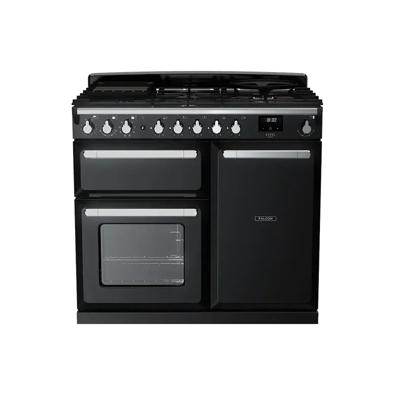 Flitsaanbieding Falcon Estel Deluxe 100 Zwart Chroom gasfornuis