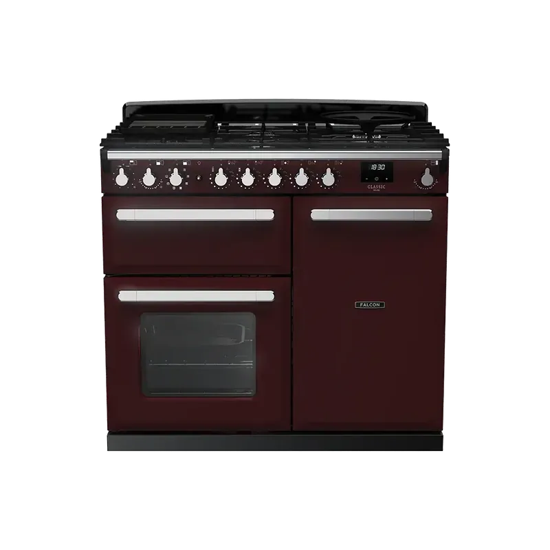 Falcon Estel Deluxe 100 Bordeaux Chroom gasfornuis Weekendaanbieding