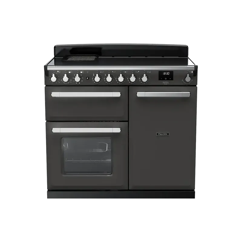 Op = Op Falcon Estel Deluxe 100 Slate Chroom Inductie fornuis
