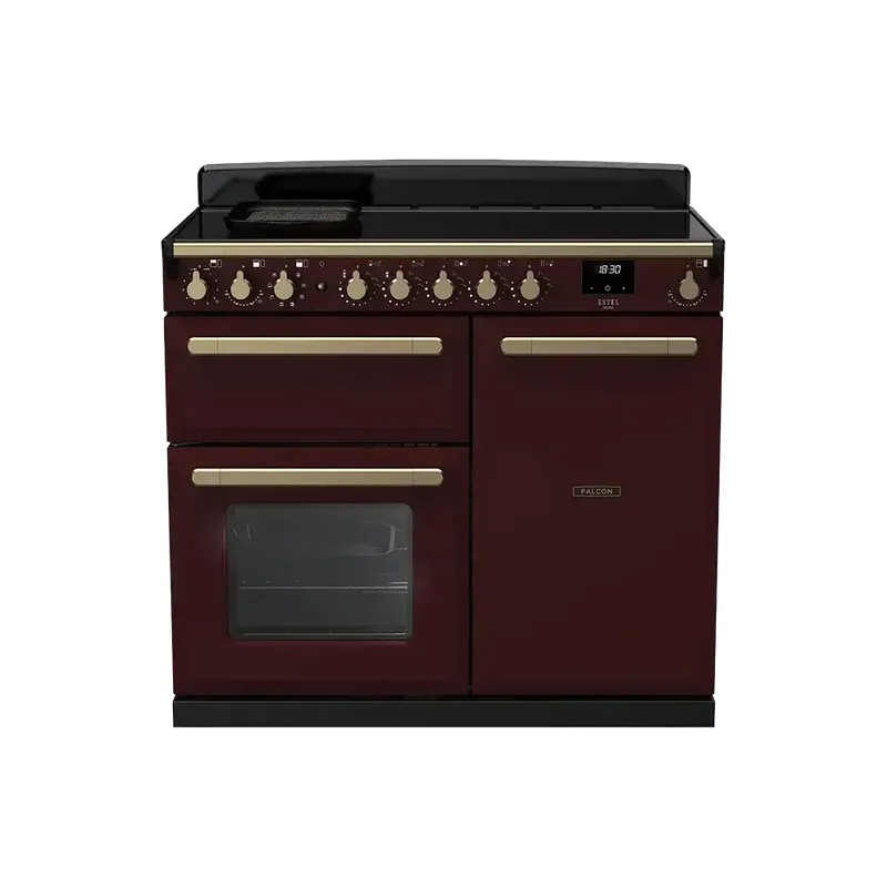 Gereduceerde Prijs Falcon Estel Deluxe 100 Bordeaux Antiek Messing Inductie fornuis