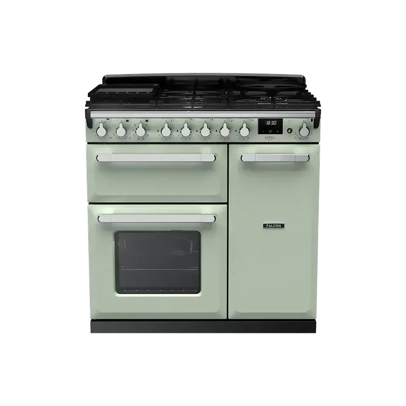 Lage Prijs Falcon  Estel Deluxe 90 Mint Green Chroom gasfornuis