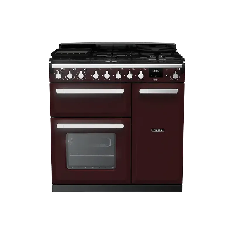 Falcon Estel Deluxe 90 Bordeaux Chroom gasfornuis Merkproduct