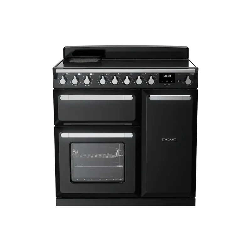 Koopje Falcon Estel Deluxe 90 Zwart Chroom Inductie fornuis