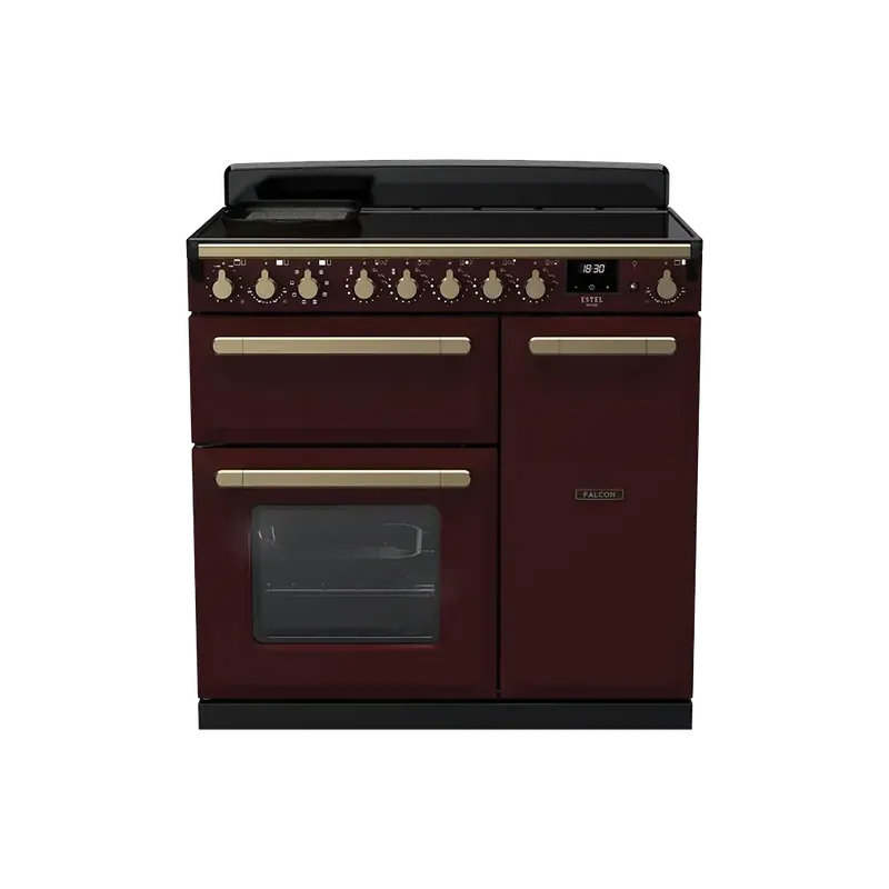 Falcon Estel Deluxe 90 Bordeaux Antiek Messing nductie fornuis Snelle Levering
