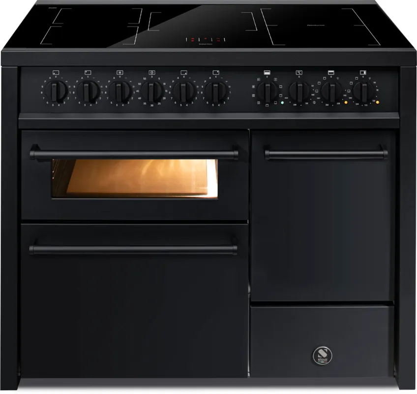 Laatste Versie Steel Enfasi 100/3 EQ10FFF-5FIW All Black inductie fornuis