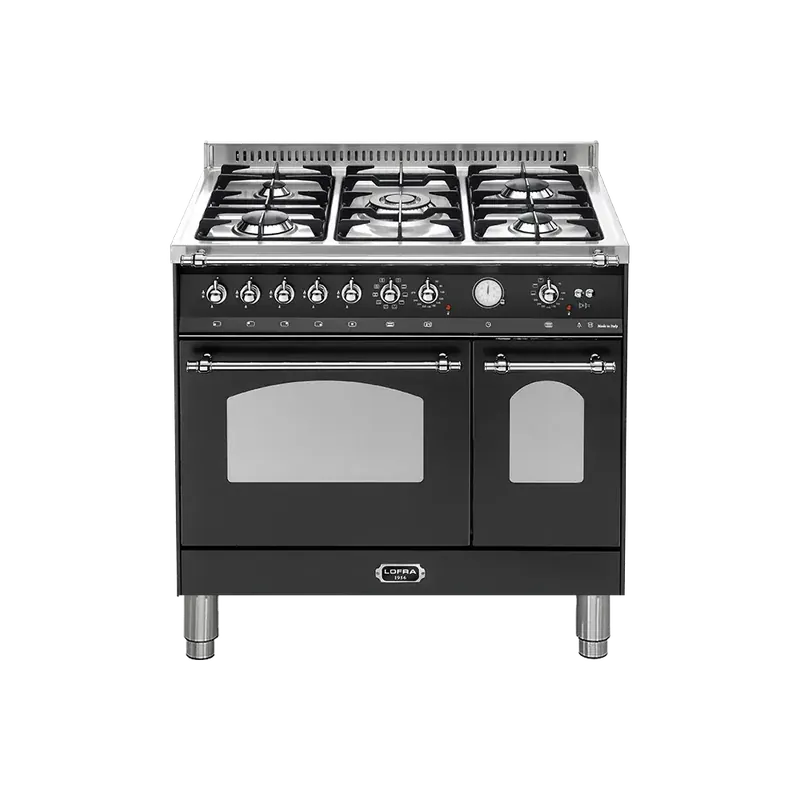Lofra Dolcevita 2-oven zwart chroom gasfornuis Superprijs