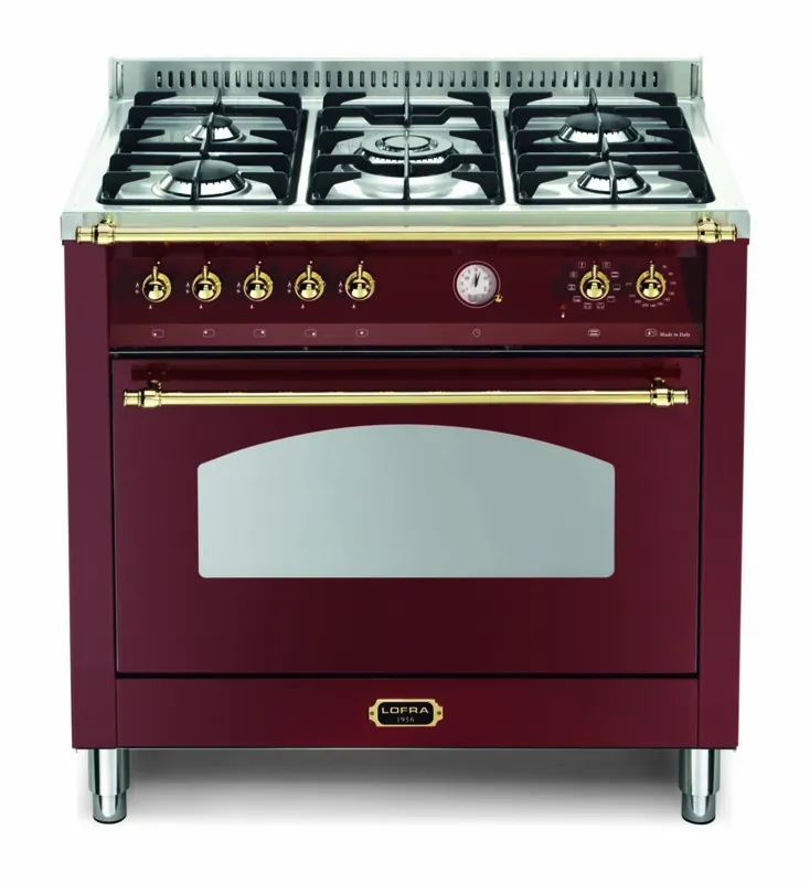 Hoge Kwaliteit Lofra Dolcevita 1-oven rood messing gasfornuis