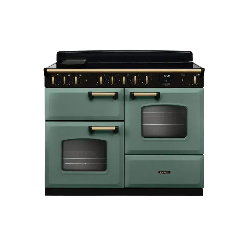 Voordeelprijs Falcon Classic Deluxe 110 Mineral Green Antiek Messing inductie fornuis rijslade 2026