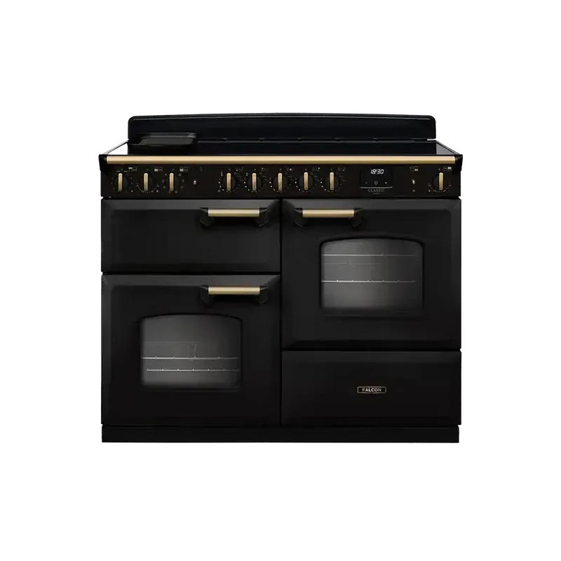 Bestseller Falcon Classic Deluxe 110 Charcoal Zwart Antiek Messing inductie fornuis rijslade 2026
