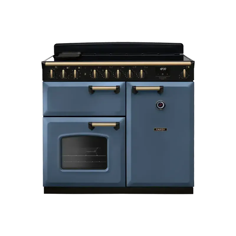Express Levering Falcon Classic Deluxe 100 Stone Blue Antiek Messing inductie fornuis 2026