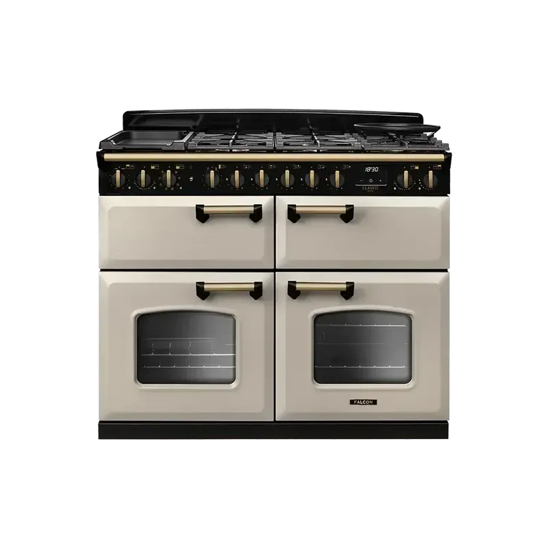 Falcon Classic Deluxe 110 Pale Cream Antiek Messing gasfornuis sudderoven 2026 Goedkoop