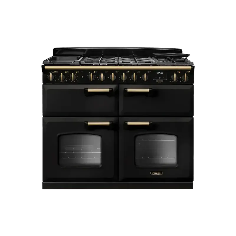 Hete Deal Falcon Classic Deluxe 110 Charcoal Antiek Messing gasfornuis sudderoven 2026