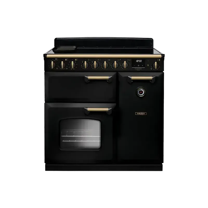 Falcon Classic Deluxe 90 Zwart Chroom inductie fornuis 2026 Tijdelijk Beschikbaar