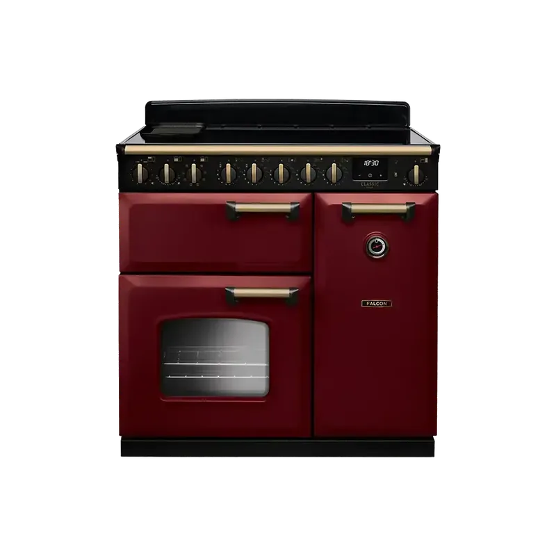 Falcon Classic Deluxe 90 Bordeaux Antiek Messing inductie fornuis 2026 Voordeelprijs