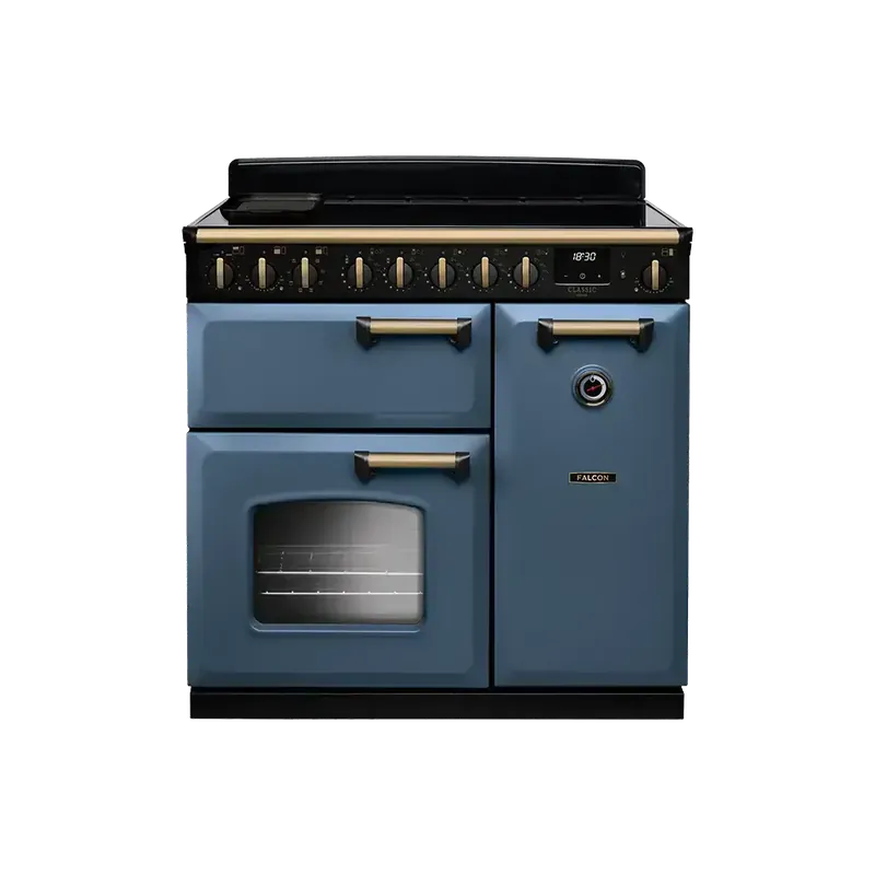 Populair Falcon Classic Deluxe 90 Stone Blue Antiek Messing inductie fornuis 2026