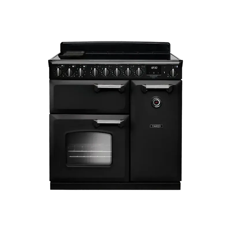 Falcon  Classic Deluxe 90 Charcoal Zwart Chroom inductie fornuis 2026 Voordeelprijs