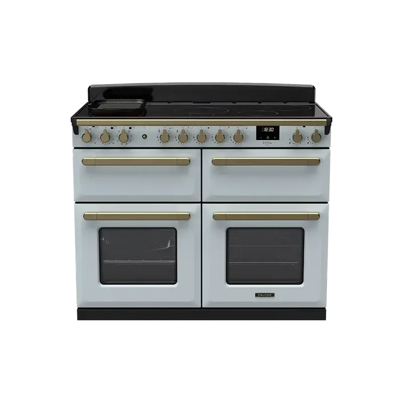Falcon Estel Deluxe 110 Misty Blue Antiek Messing inductie fornuis sudderoven Goedkoop