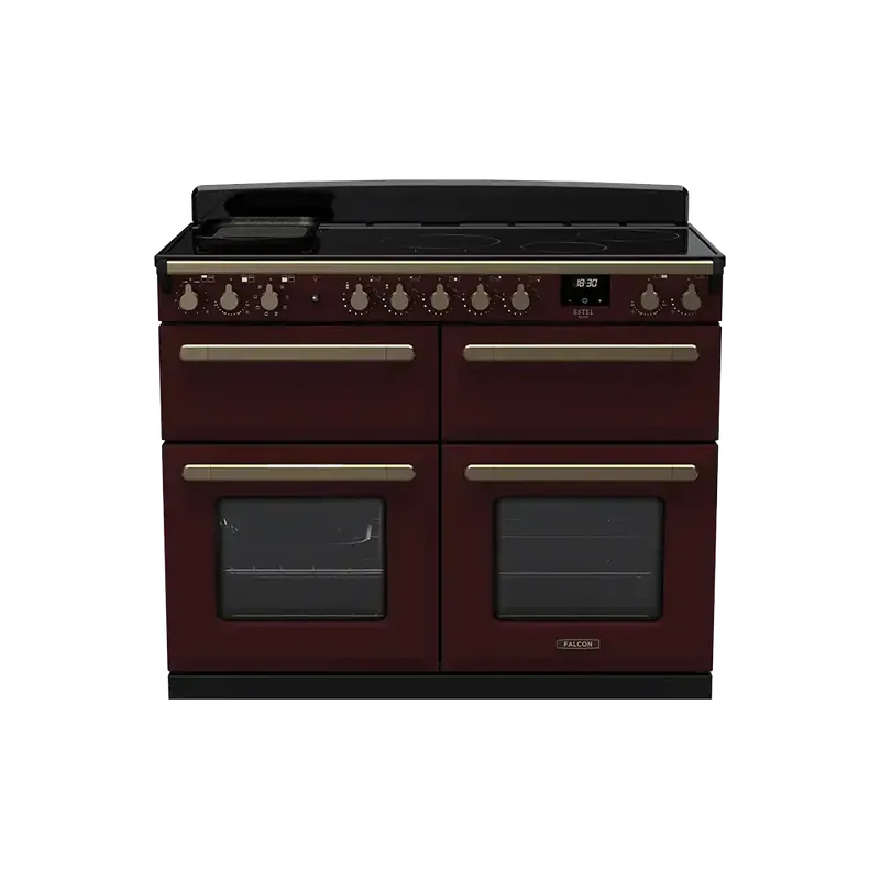Falcon Estel Deluxe 110 Bordeaux Antiek Messing inductie fornuis sudderoven Uitverkoop