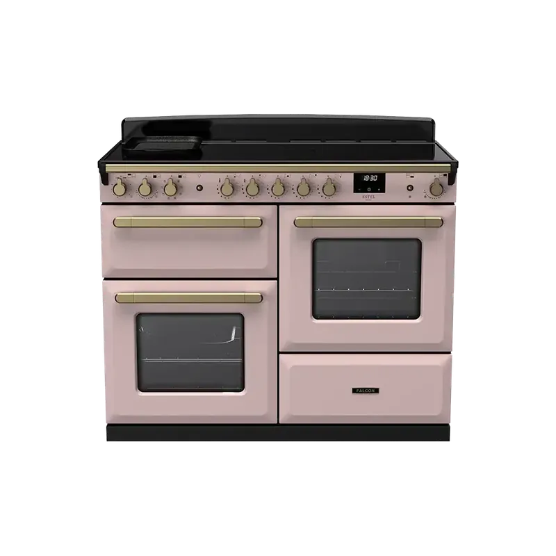 Falcon Estel Deluxe 110 Pale Pink Antiek Messing inductie fornuis rijslade Bestel Nu