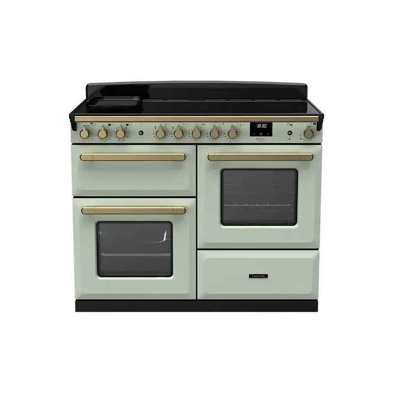 Falcon Estel Deluxe 110 Mint Antiek Messing inductie fornuis rijslade Bestel Nu