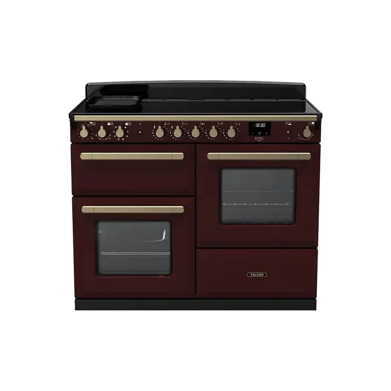 Falcon Estel Deluxe 110 Bordeaux Antiek Messing inductie fornuis rijslade Dagaanbieding