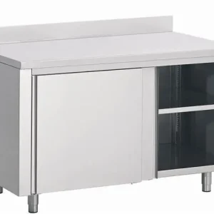 Werktafel RVS + Schuifdeuren + Spatrand 1200(b)x600(d)x850(h)mm Betrouwbaar