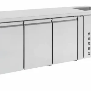 Betrouwbaar Koelwerkbank - RVS - 3 deurs - 202x70x(h)96cm - Met Spoelbak