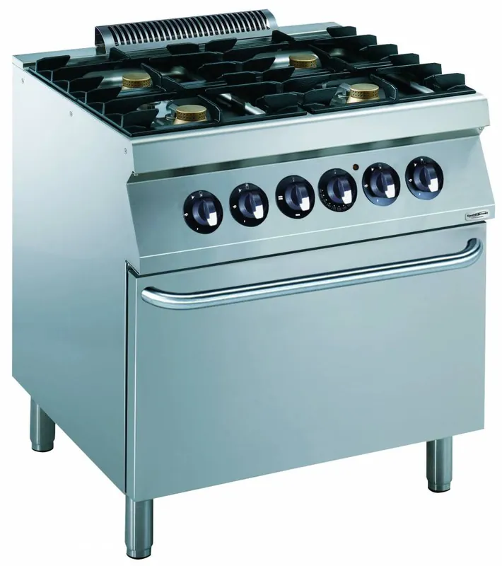 Fornuis Gas 4 Pits met Elektrische oven - 4 x 5,5kw - 800x700x(h)900mm Korting