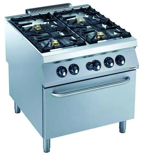 Gasfornuis Pro900 - 4 pits - 3x6+1x10kW - 800x900x(h)850mm Fabrieksprijs
