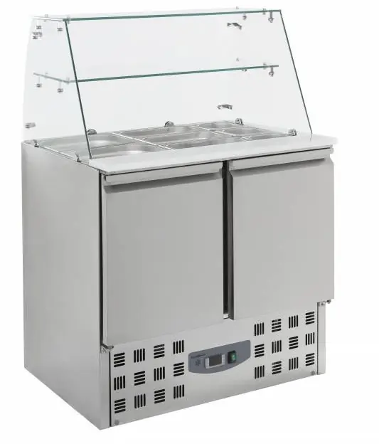 Saladette 2 deurs - Glasopstand - 2,4kW - 900x700x850(h)mm Beperkte Voorraad