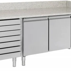 Beste Prijs Pizzawerkbank - RVS - 2 deurs en 7 lades - 203x80x(h)100cm