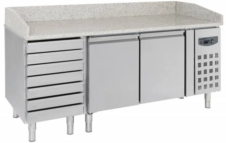 Beste Prijs Pizzawerkbank - RVS - 2 deurs en 7 lades - 203x80x(h)100cm