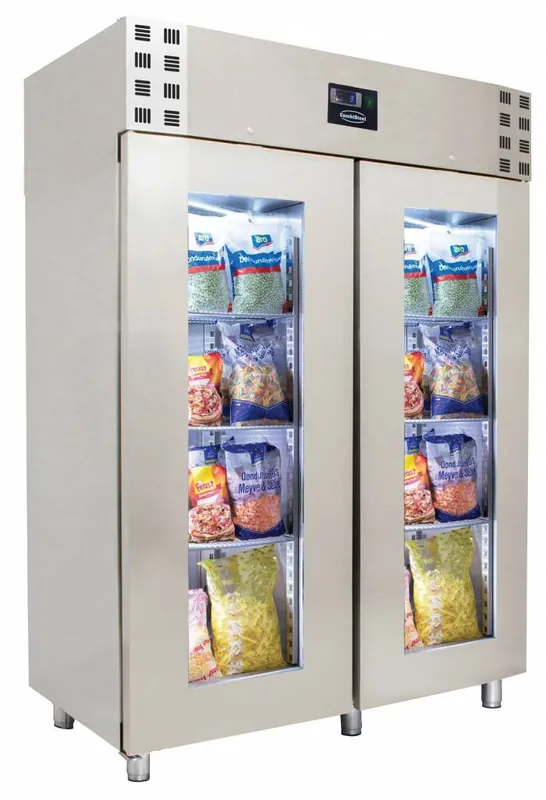 Vriezer met glazen deuren - 1400 liter - circulerende lucht - 1400x810(h)2050mm Koopje