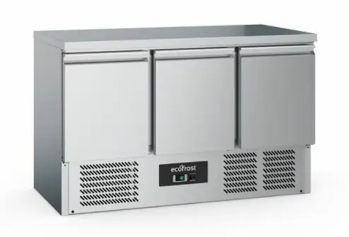 Koelwerkbank - 3 deurs - 368 Liter - 137x70x(h)87cm Direct Beschikbaar