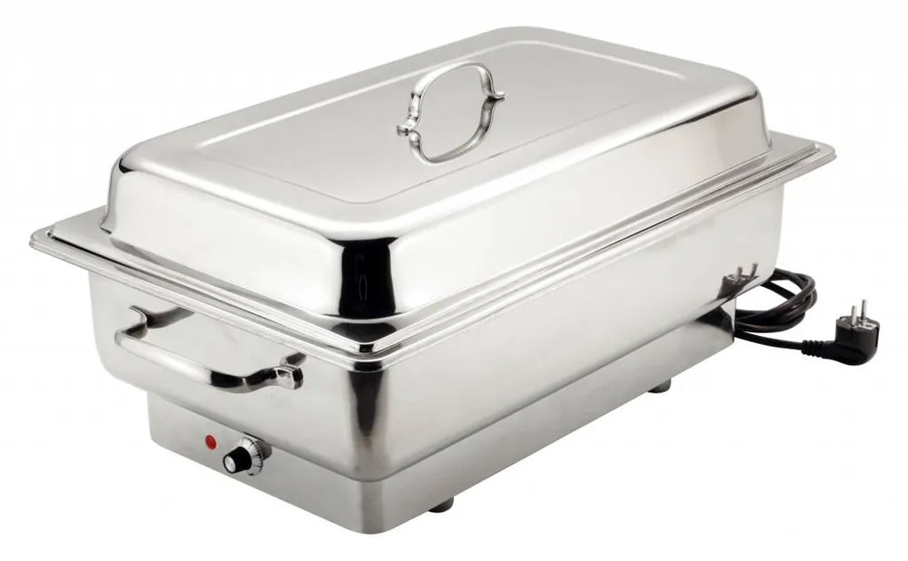 Elektrische Chafing Dish - Chroomnikkelstaal - 1/1GN - Delluxe - 623x356x(H)285mm Hete Deal
