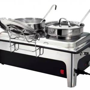 Hete Deal Elektrische Soep Chafing Dish - Chroomnikkelstaal - Inclusief 2x4 Liter Soeppannen - 630x360x(H)460mm