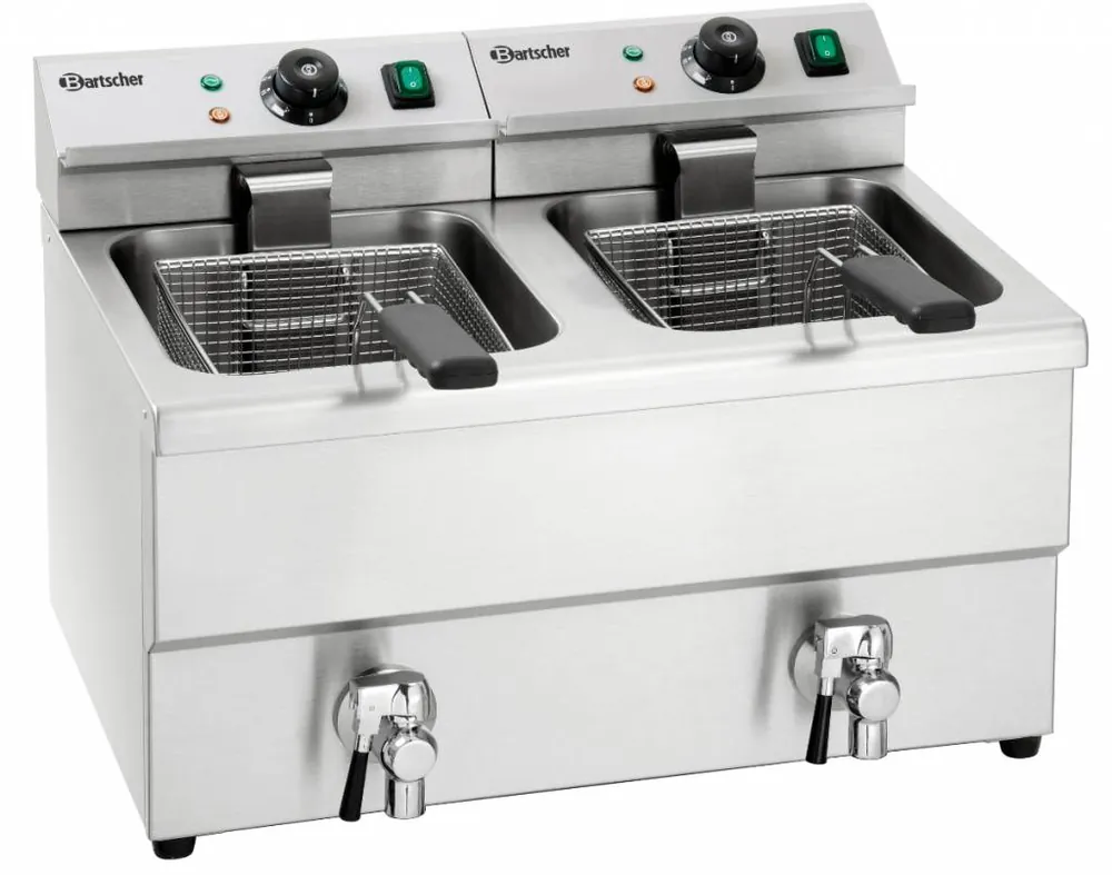 Direct Verzonden Elektrische Friteuse - Met Aftapkranen - 2x8 Liter - 2x3,5kW - 580x550x(H)410mm